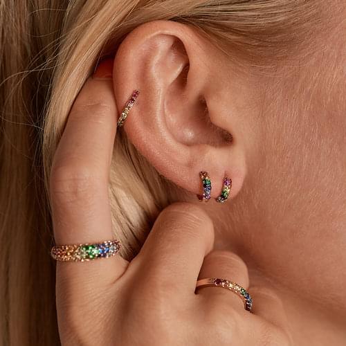 Colorful rainbow hoop earring Small mini hoops earring for women simple classic fashion jewelry