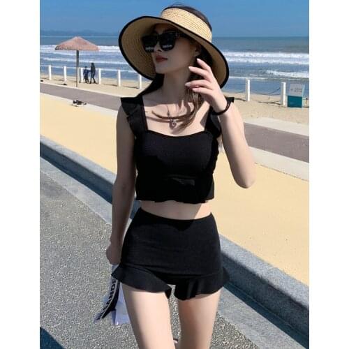 Swimsuit female new split sexy bikini slimming gathered ruffle swimwear hot spring