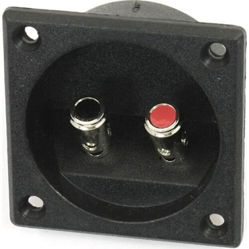 Square Shape Double Binding Post Type Speaker Box Terminal Cup Black
