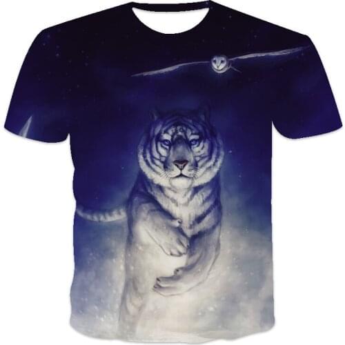 Summer new mens T-shirt loose clothes short-sleeved fashion animal print O-neck mens T-shirt