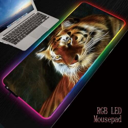 Mairuige Tiger RGB Large Gaming Mouse Pad Gamer Xxl Computer Mousepad Led Big Mouse Mat Keyboard Desk PC Mause Pad with Backlit