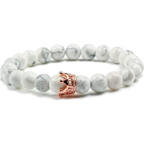 Fashion Imperial Crown Lava Stone Beads Bracelets Charm Reiki Handmade Buddha Chakra Yoga Bangles for Women Men Gifts Jewelry