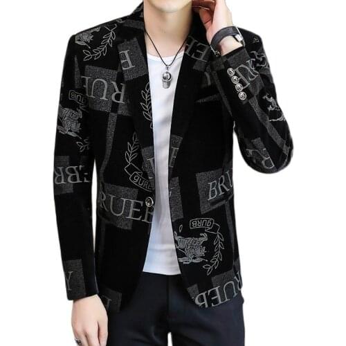 2021 Mens Classic Fall High Street Velet Print Slim Fit Blazers Male Business Luxury Suits Jackets Mens Wedding Dress Clothing
