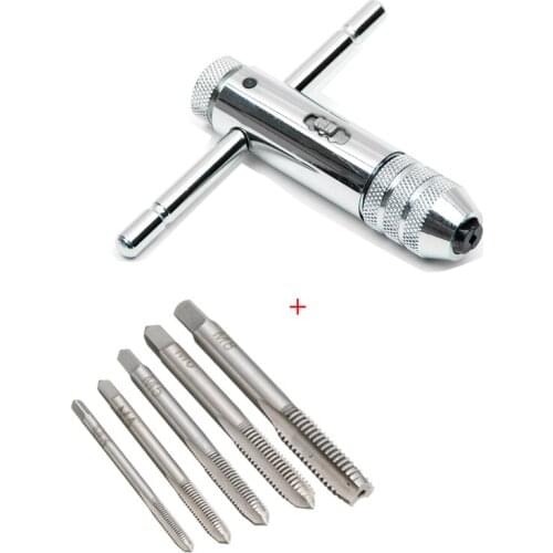 6pcs Adjustable Metric T-Handle Tap Wrench Set M3/M4/M5/M6/M8 Thread Tapping Tools for Metal Hand Screw Taps