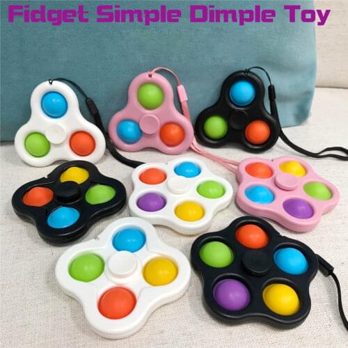 New Adults Kids Decompression Toy Fingertip Spinner Push Pop Bubble Key Chain Silica Gel Simple Dimple Toy Spinner Popit Fidget