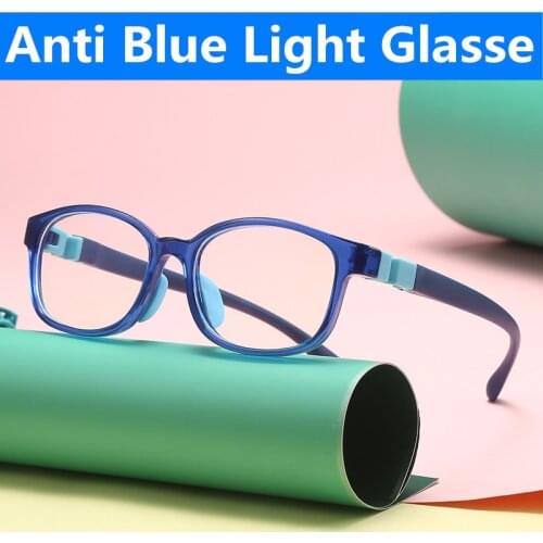 Anti Blue Light Kids Glasses Square Children Boy Girls Computer Transparent Blocking Reflective Eyeglasses silicone Soft Frame
