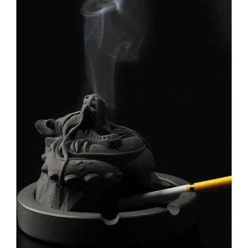 Original Chinese style classical Panlong with cover cement anti-fly ash ashtray aromatherapy furnace