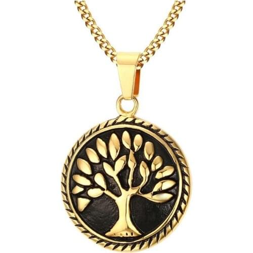 Tree of Life Necklace Women Jewelry Gold-Color 316l Stainless Steel Prayer Necklaces Free Chain