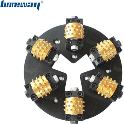 Boreway Supply Diameter 270MM 6 Rollers 45S Diamond Alloy Bush Hammer Plate For Grinding Stone Granite Marble And Concrete