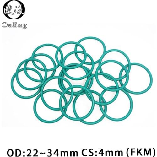 5PCS/lot Rubber Ring Green FKM O ring Seal 4mm Thickness OD22/24/25/26/27/28/30/32/33/34mm Rubber O-Ring Seal Gasket Ring Washer