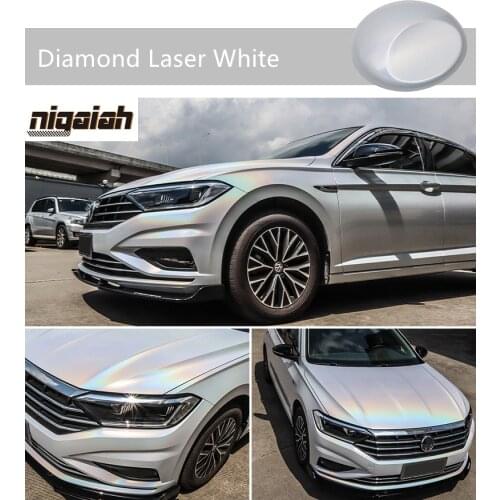Premium bright body 1.52x18M Diamond Laser White Self-adhesive packaging stickers without bubbles Car Wrap Vinyl