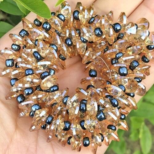 Champagne Gold Satellite Drill Oblate Rondelle Crystal Glass Bead Jewelry Making Side Hole Beads Diy Earring Pendant Accessories