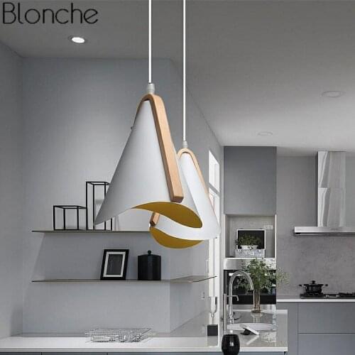 Nordic Pendant Lights Modern Art LED Hanging Lamp Metal Wood Fixtures for Living Room Kitchen Home Decor Loft Luminaire Lamp E27
