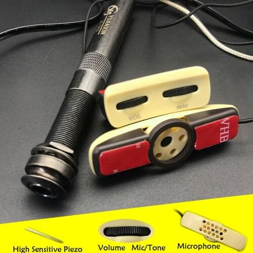 Soundhole Guitar Pickup Zinc Alloy A-202 Microphone Sound Hole Adjustable Preamp Equalizer for Acoustic Folk Guitar with Access