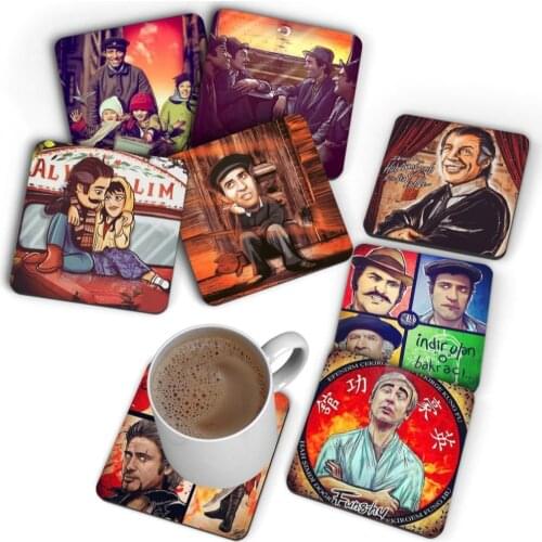 Yesilcam Coaster Old Turkish Movie Stars 12 Pieces Actor Famous Generation Well Known Kemal Sunal Sener Sen Munir Ozkul Aysen Gr