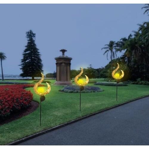 Solar LED Sun Moon Flame Light Waterproof Retro Iron Hollow out Lawn Lamps Outdoor waterproof Garden Yard Path landscape lamp