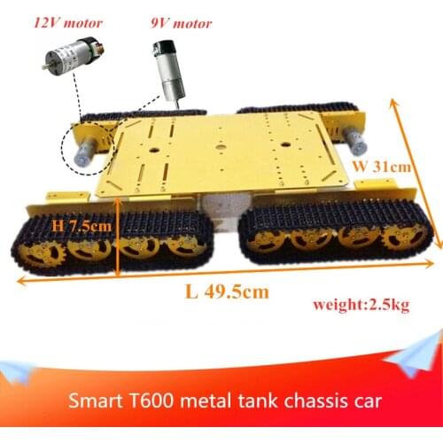T600 Metal Tracked Robot Tank Chassis Platform Large Load Tracked Chassis Model with 9V/12V Motor for DIY RC Robot Project