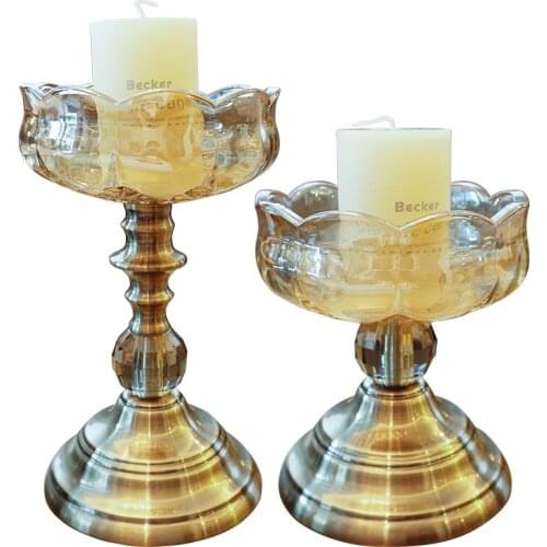 European Vintage Candle Holder Ornament Glass Living Room Dining Table Decoration Romantic Bougeoir Desktop Decoration BS50ZT