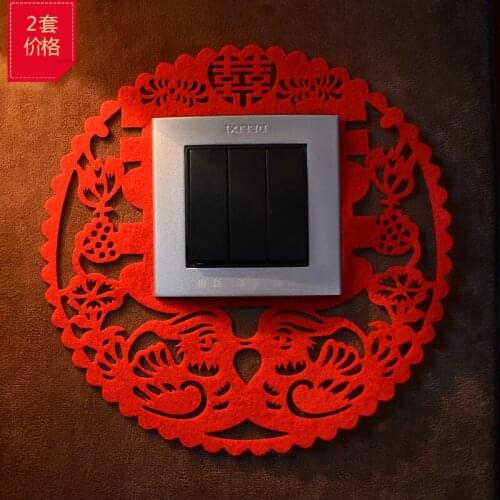 Thickened non-woven velvet creative switch stickers wedding wedding room layout decoration happy wedding switch stickers