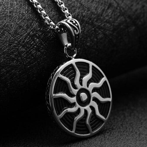 Sun necklaces mens Round Nameplate pendant stainless steel big necklace hip hop fashion punk 2020 jewelry on the neck wholesale