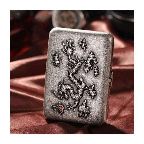 Holding 16pcs Flying Sky Dragon Female Retro Cigarette Case Antique Tobacco Box Slim Portable Storage High-Grade Gifts