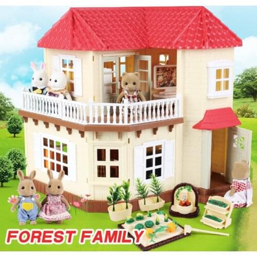 1/12 Forest Animal Family Simulation Mini Girl Home Toy House 1:12 Forest Hut Mini Kids Villa ABS Kitchen Hut