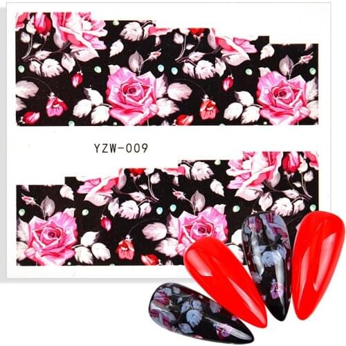 1 Sheet Water Nail Sticker DIY Manicure 3d Flower Leaf Design Watermark Tattoos Nail Art Decoration Stickers for Nails