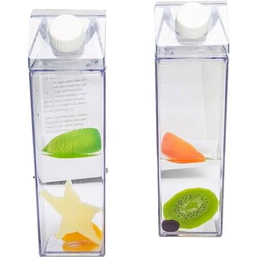 1Pc 500ml Transparent Square Plastic Milk Water Bottle Drinkware Shaker Sports Cup Travel Camping Climbing for Outdoor Water Cup