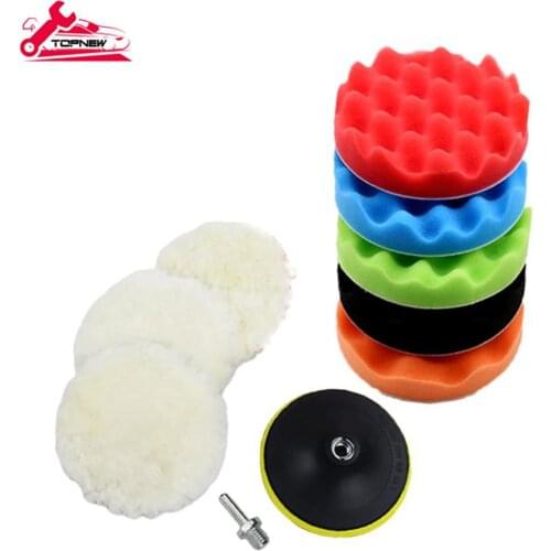 10 Pcs Car Foam Drill Polishing Pad Kit, 7 Inch Buffing Pads,Sponge Set Kit Drill Adapter Car Polisher