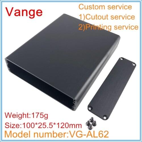 2pcs/lot injected mold split project box 6063-T5 Aluminum enclosure case 100*25.5*120mm black for electronic junction box