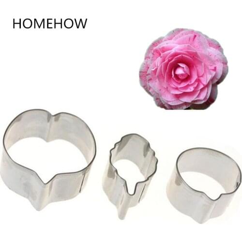 3PCS/Lot New Camellia Fondant Cutting Mold For Cake Cupcake Decorative Stainless Steel Metal Cake Mold Kitchen Baking Accessorie