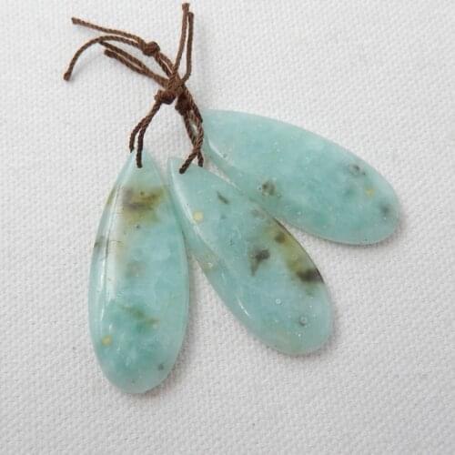 3Pcs Onyx Water Drop Shape Semi-Finished Products DIY Jewelry Making Pendants Set 43x16x5mm 14.3g
