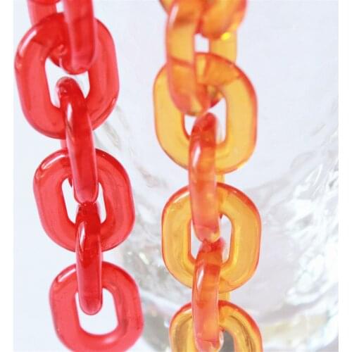 50pcs Red Orange Clear Acrylic Oval Chain Links,Open Plastic Necklace Chain Links,Size 24mmx18mm SV054