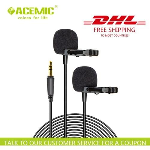 ACEMIC M12 Double-Headed Camera/Mobile Lavalier Microphone