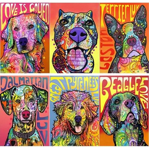 New 5D DIY Animal Diamond Painting Abstract Dog Diamond Embroidery Cross Stitch Full Square Round Drill Manual Gift Home Decor
