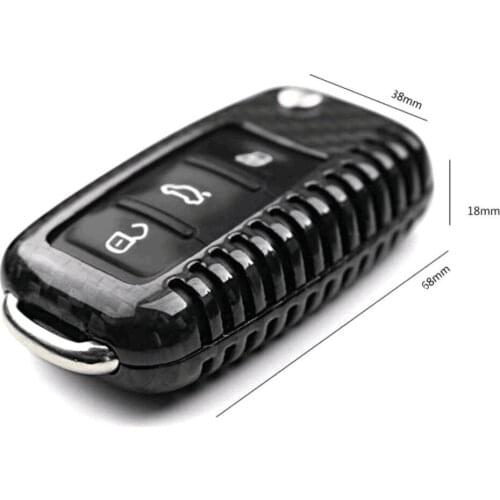 BBQ@FUKA Black REAL Carbon Fiber Flip Remote Key Shell Cover Protector Holder Case key styling Fit For VW Golf MK5 Beetle Polo