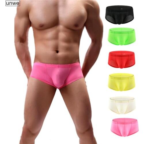 Seamless Ice Silk Men Underwear Sexy Solid Pouch Convex Male Underpants Calzoncillos Hombre Big EU S-XXL