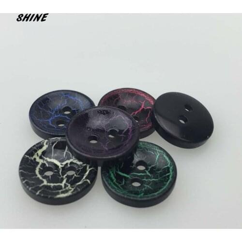SHINE Resin Sewing Buttons Scrapbooking Round Two Holes Crach Pattern 11.5mm Dia. 50PCs Costura Botones bottoni botoes
