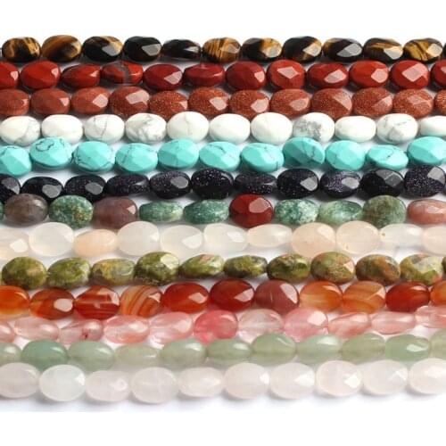 6*8mm Natural Faceted Oval Stone Beads Shape Loose Beads for Jewellery Making DIY Bracelet 7.5inch/Strand