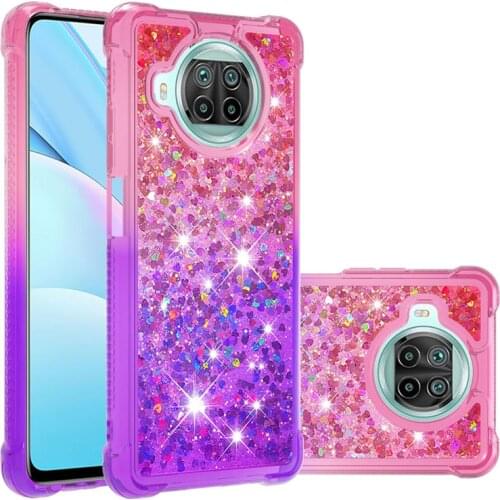 Gradient Quicksand Liquid Glitter Case For Xiaomi Mi 10T Lite 5G TPU Bumper Clear Phone Cover Coque Mi 10t Lite