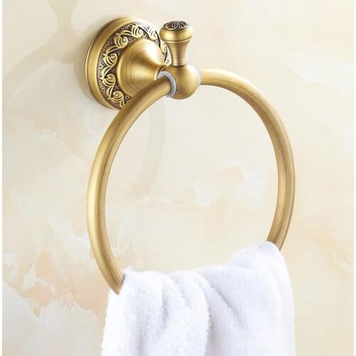 Classic Style Antique Brass Wall Mount Round Towel Ring Bathroom Accessories Bath Towel Holder rack bathroom hardware ZD928