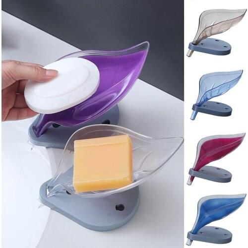 Drain Soap Box Creative Leaf Shape Punch-Free Soap Holder Multifunctional Storage Rack for Bathroom Kitchen M56