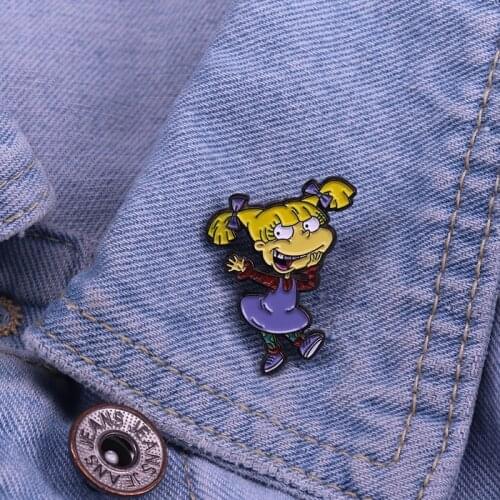 Capricious Girl Angelica Pickles Enamel Pin Cute Pretty Cartoon Characters For Lapel Shirt Hat Jeckets Badge