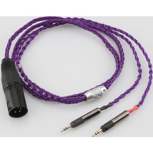 HiFi P819AG XLR 4POLES male 8 Core Transparent Silver Plated Braided Earphone Headphone Cable For Audio-Technica ATH-R70X