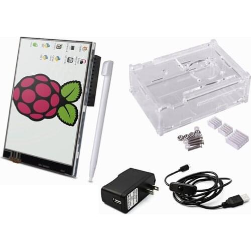 Elecrow Raspberry Pi 3 Starter Kit 5 in 1 3.5" Display Touch Screen/Case/Heatsinks/Micro USB with On/Off Switch/ US/EU/UK Power