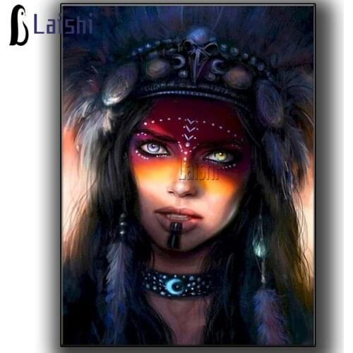 Diamond Kits Embroidery Indian Girl Cross Stitch Diamond Painting Animal Picture Rhinestone Handmade Hobby Gift Home Decor Art