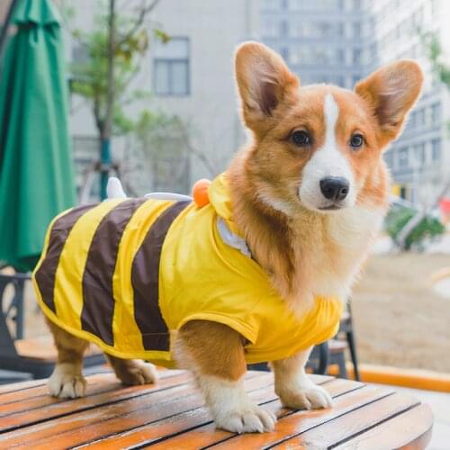 Elastic Chest Cute Bee Rain Jacket For Dogs Yellow SS XXL Waterproof Hoodie Rain Coat For Dogs Puppies Pet Chihuahua Corgi Pug