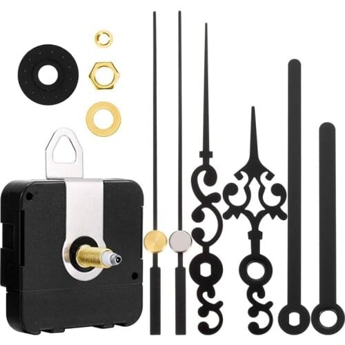 Long Shaft Clock Movement Mechanism Battery Operated DIY Repair Parts Replacement with 2 Pairs of Hands