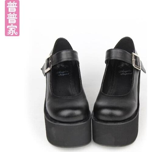 Princess sweet lolita shoes Japanese round LOLITA shoes with thick sole and muffin Single Band Princess Shoes women pu8029