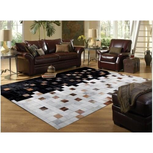 Fashionable art carpet 100% natural genuine cowhide leather car mat